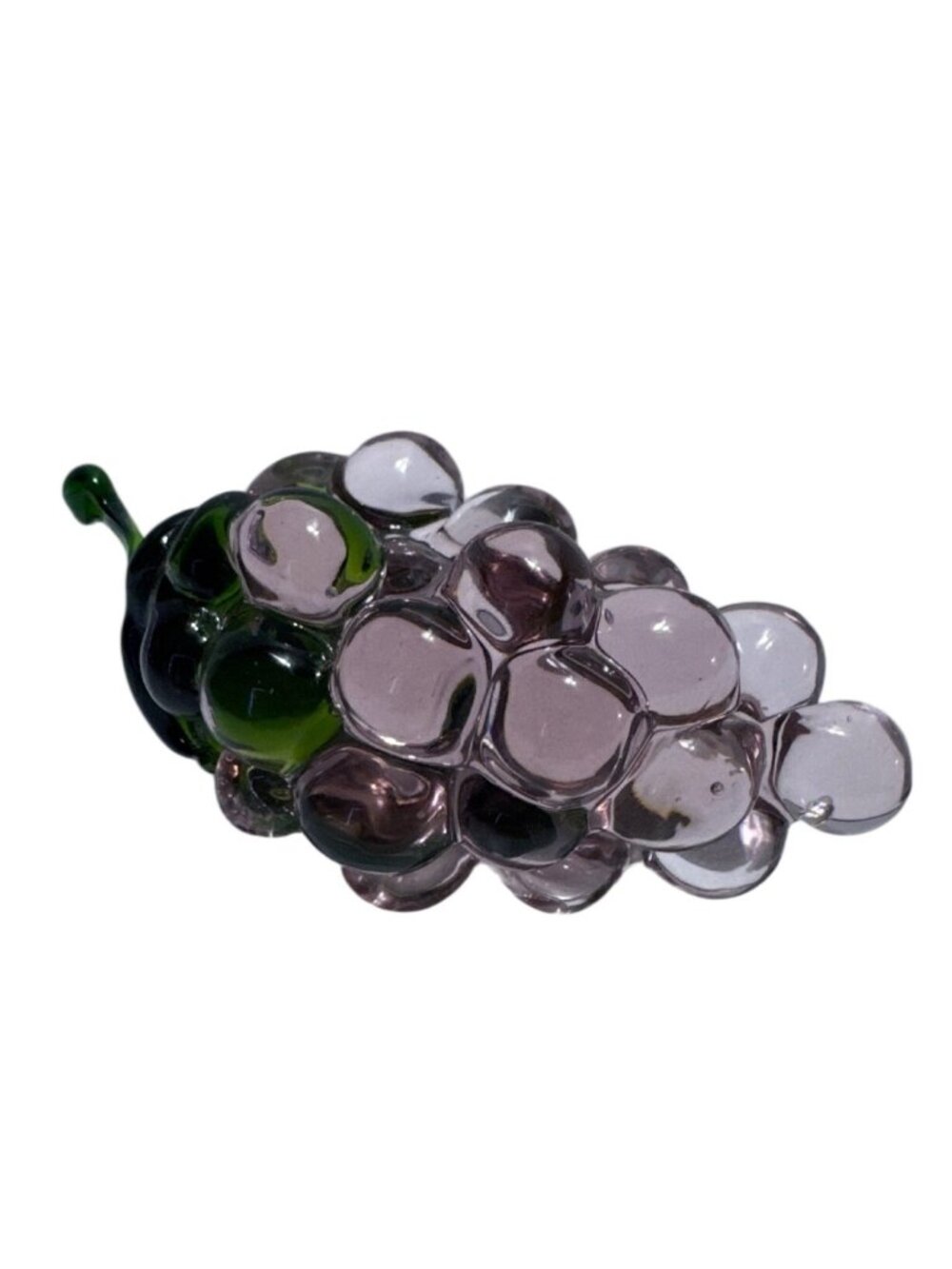 Glass Purple Grapes Decorative Figurine Handblown Green Stem Accent Collectible